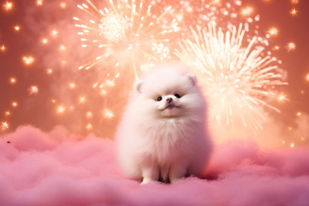 Pink fluffy polar fireworks mammal animal.