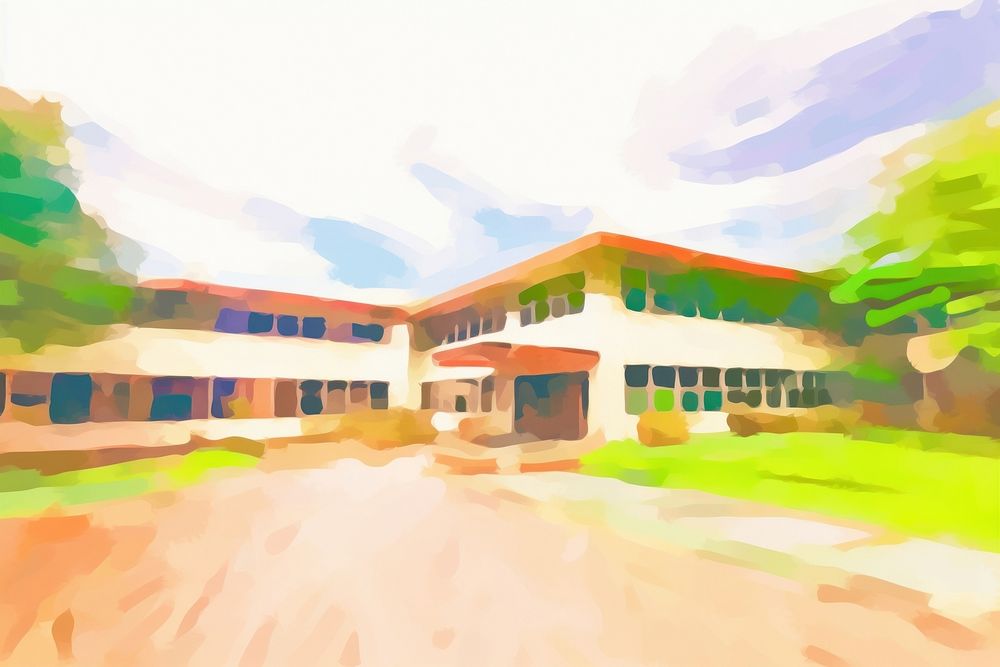 Elementary school architecture building painting.