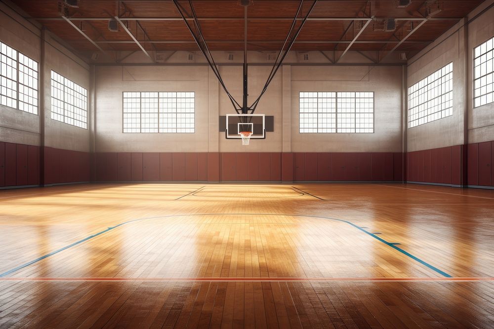 Empty basketball gym stage sports architecture exercising.