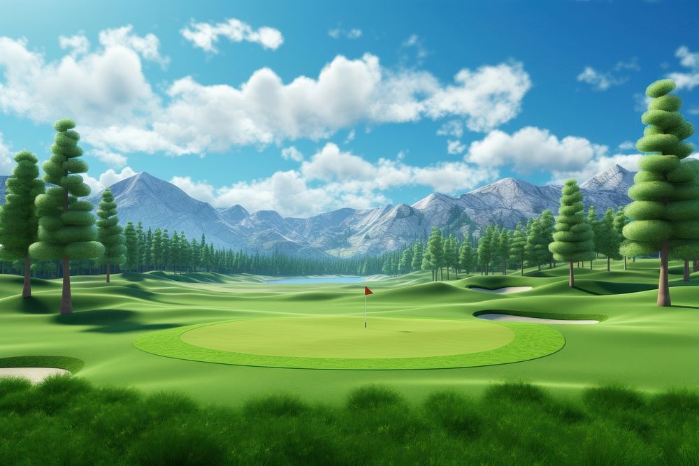 Empty golf course stage landscape outdoors nature.