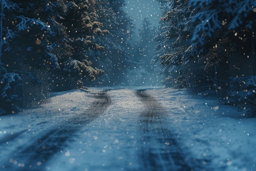 Empty snowy road stage backgrounds landscape outdoors.