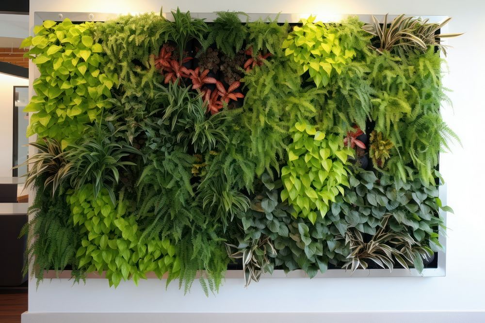 Modern green wall plant vegetation outdoors.