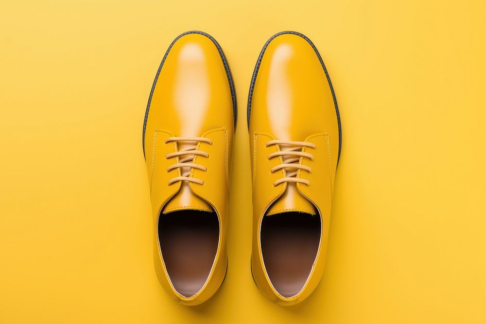 Oxford leather shoes yellow footwear shoelace.