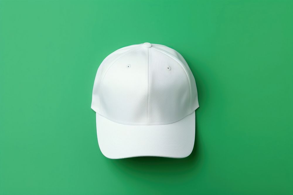 White cap green headwear headgear.