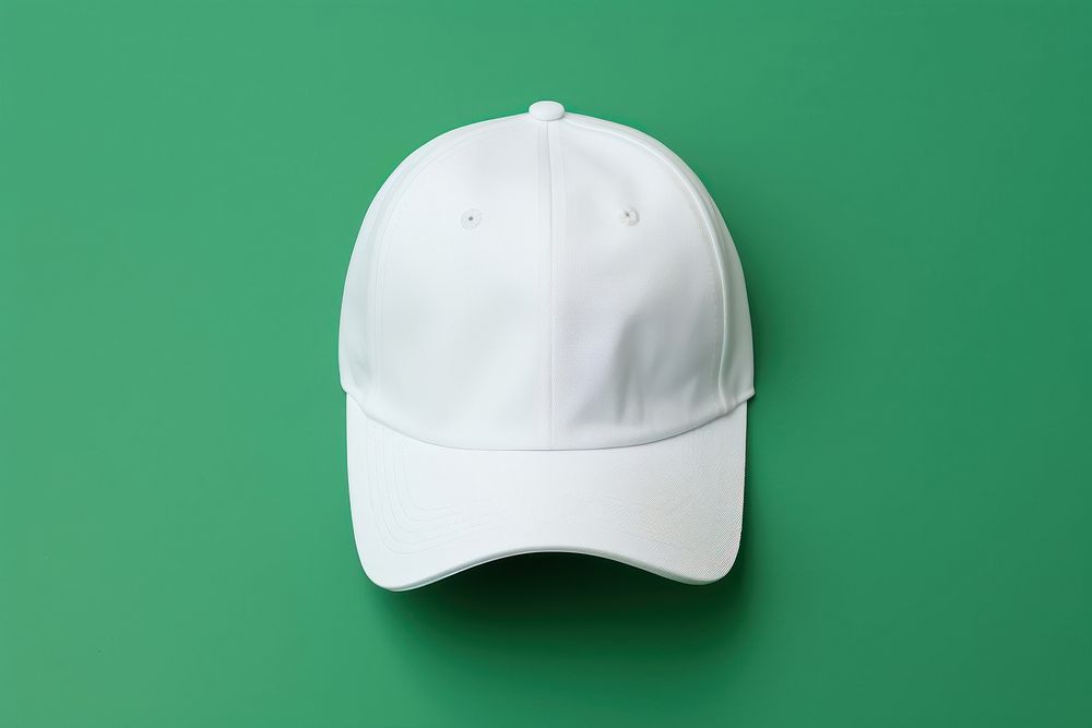 White cap green headgear headwear.