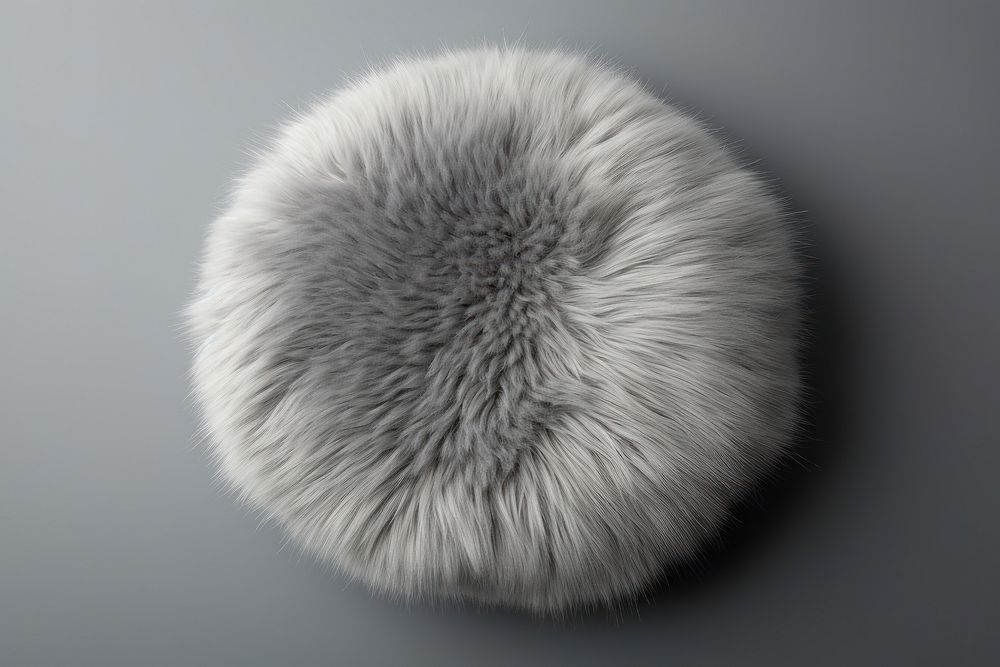 Fluffly round cushion pillow mammal fur softness.