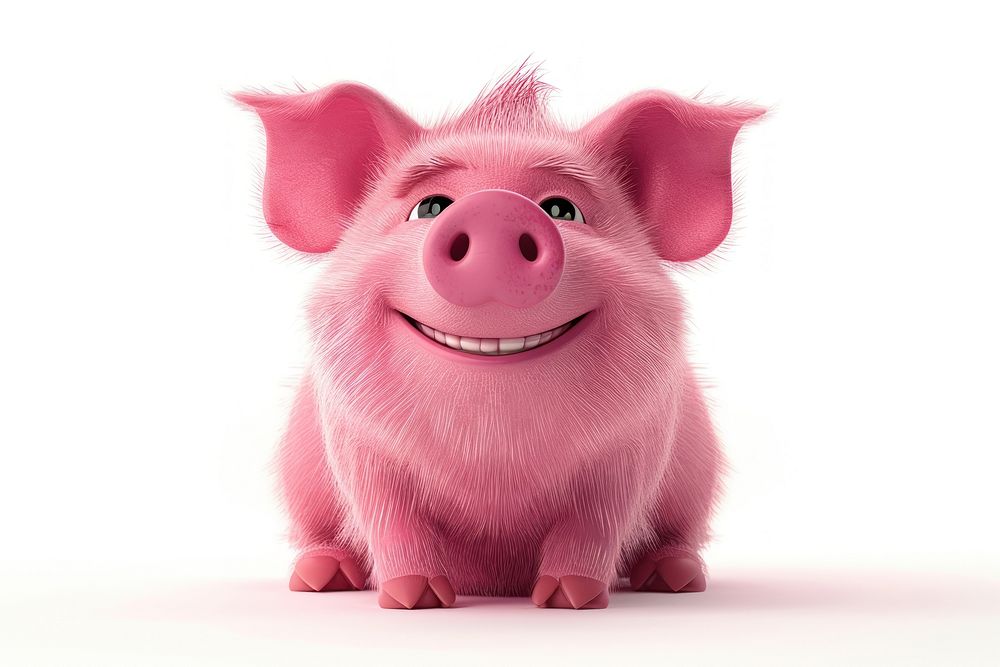 Funny pink pig mammal animal fun.