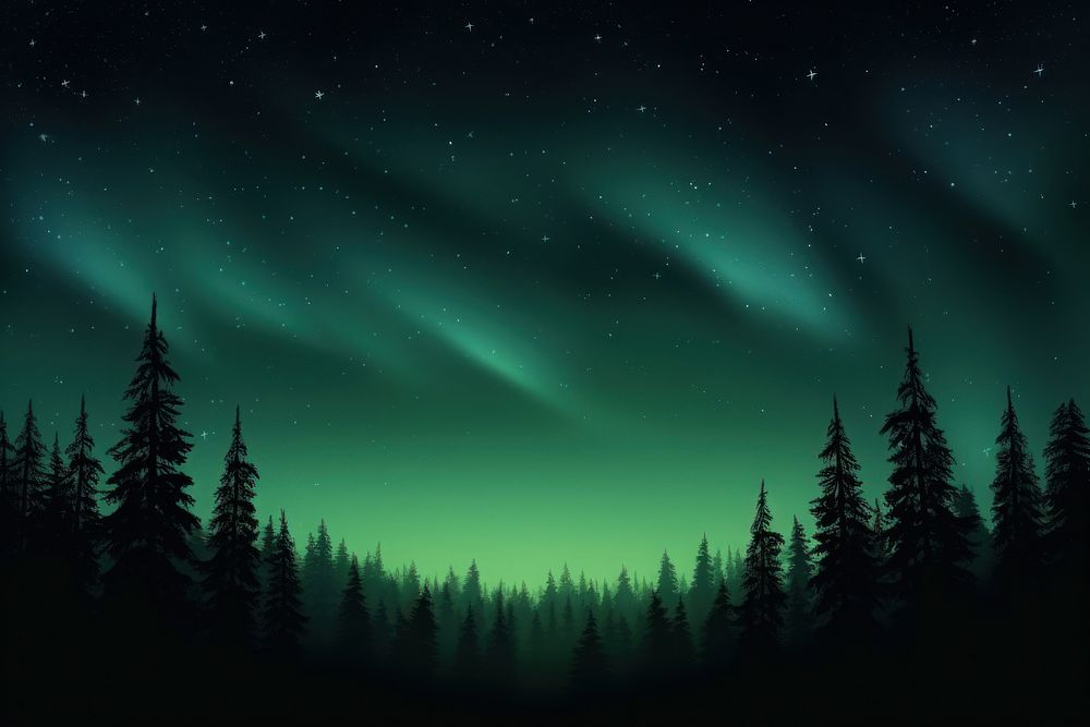 Green simple northern lights background outdoors nature night.