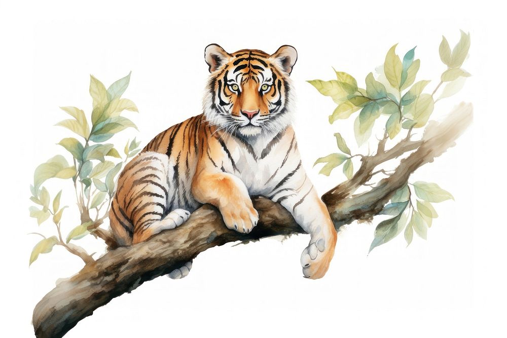 A tiger on a tree wildlife animal mammal.
