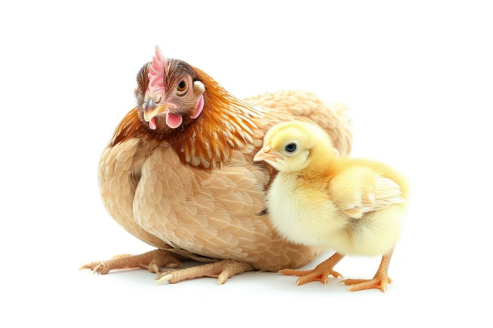 Hen and baby chick walking poultry chicken animal.