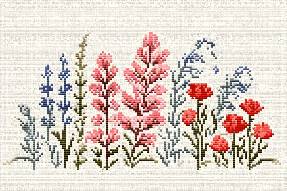 Cross stitch flowers embroidery pattern cross-stitch.