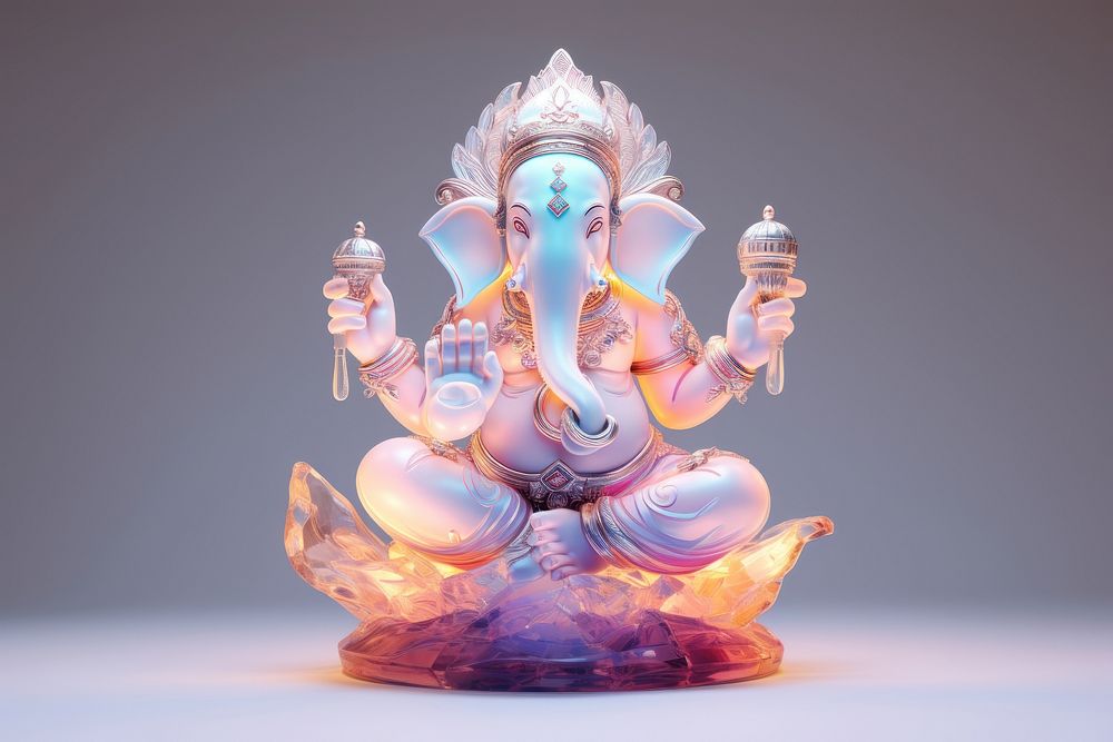 Ganesha half body sculpture representation spirituality cross-legged.