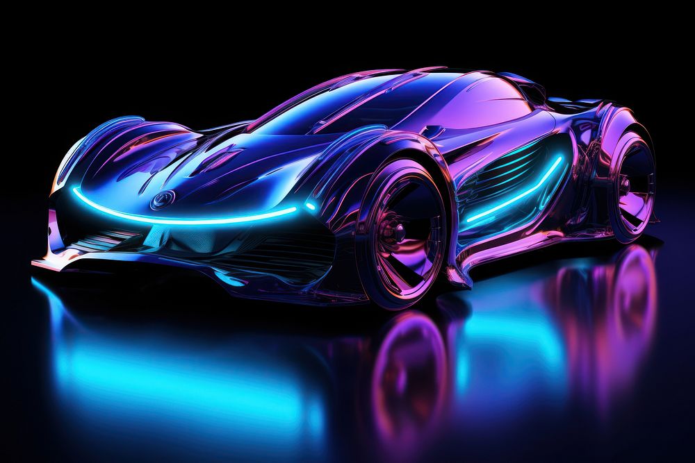 Electric future car neon vehicle purple.