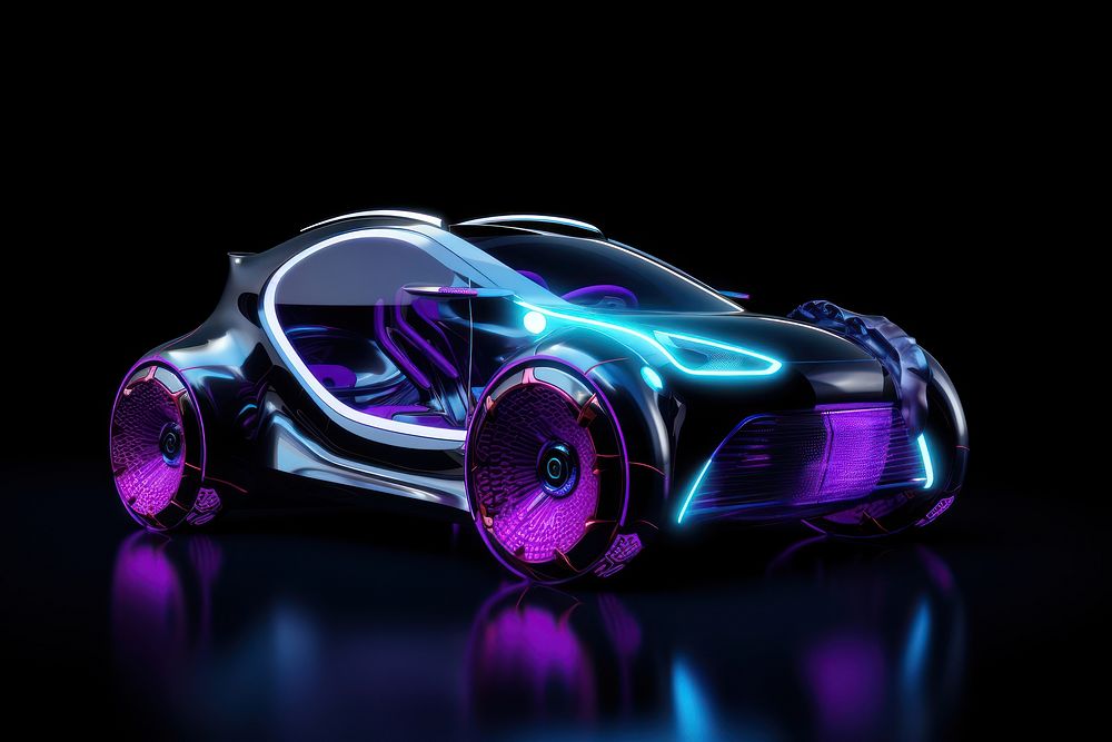 Electric future car light vehicle purple.
