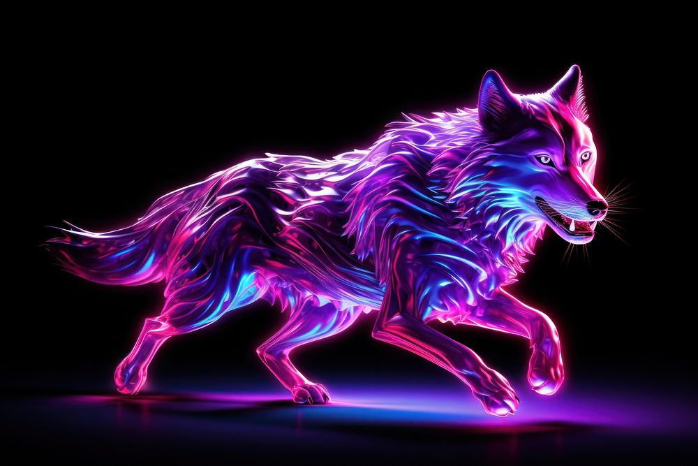 Simple wolf running animal mammal purple.