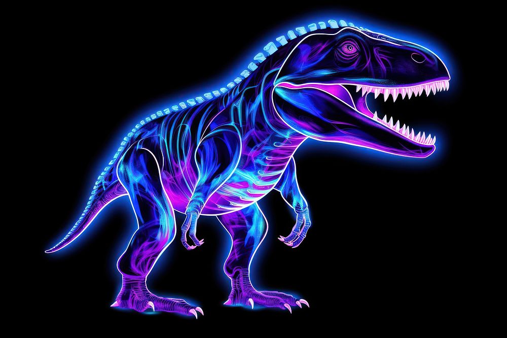 Simple dinosaur animal neon extinct.