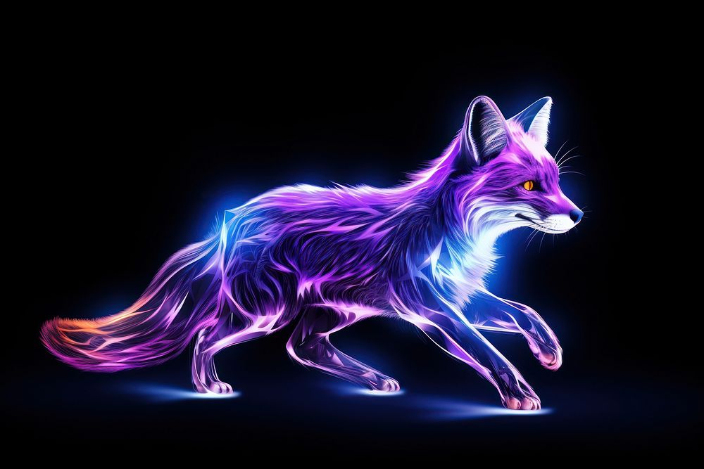 Simple fox running animal mammal purple.