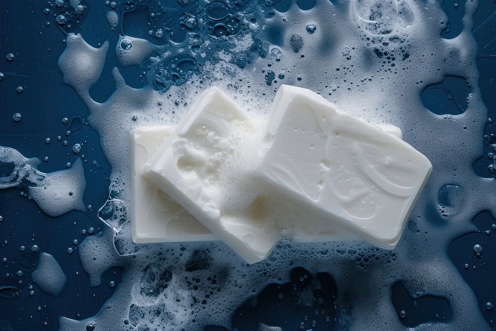 White Soap Sud Texture white blue soap.