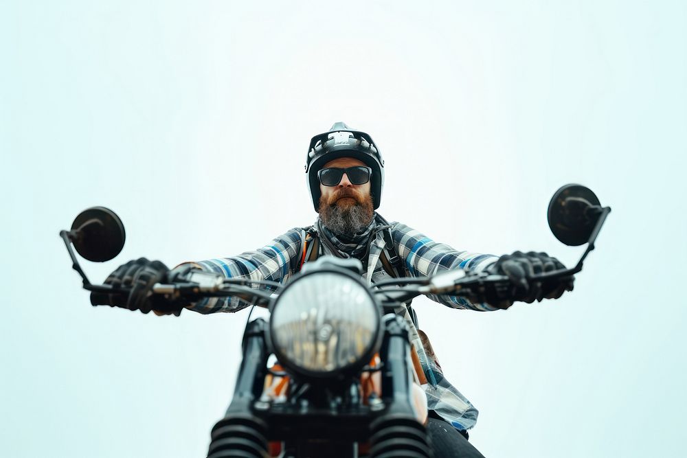 Man biker motorcycle vehicle helmet.