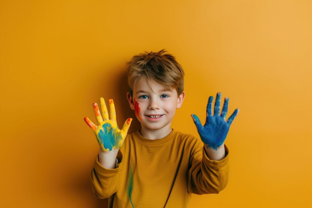 Photo of a boy hand child glove.