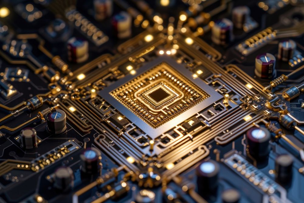 Quantum computer chip electronics motherboard technology.