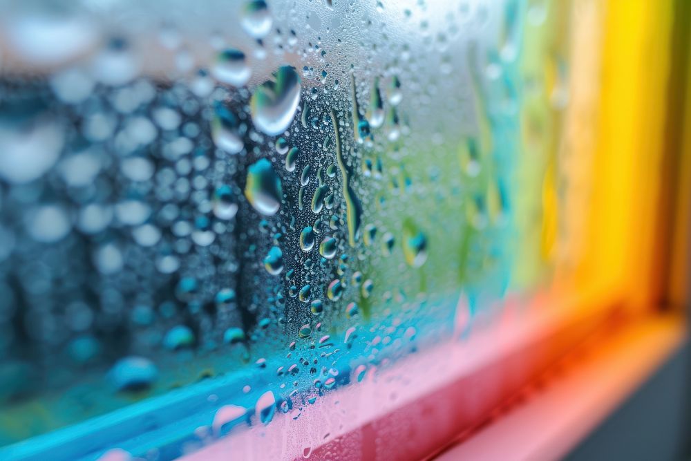 Abstract colorful Suds on a Window window condensation transparent.