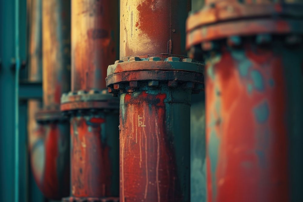 Industrial pipes of oil refinery plant factory rust architecture.