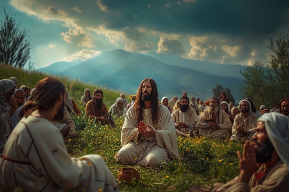Photo of jesus outdoors sitting adult.