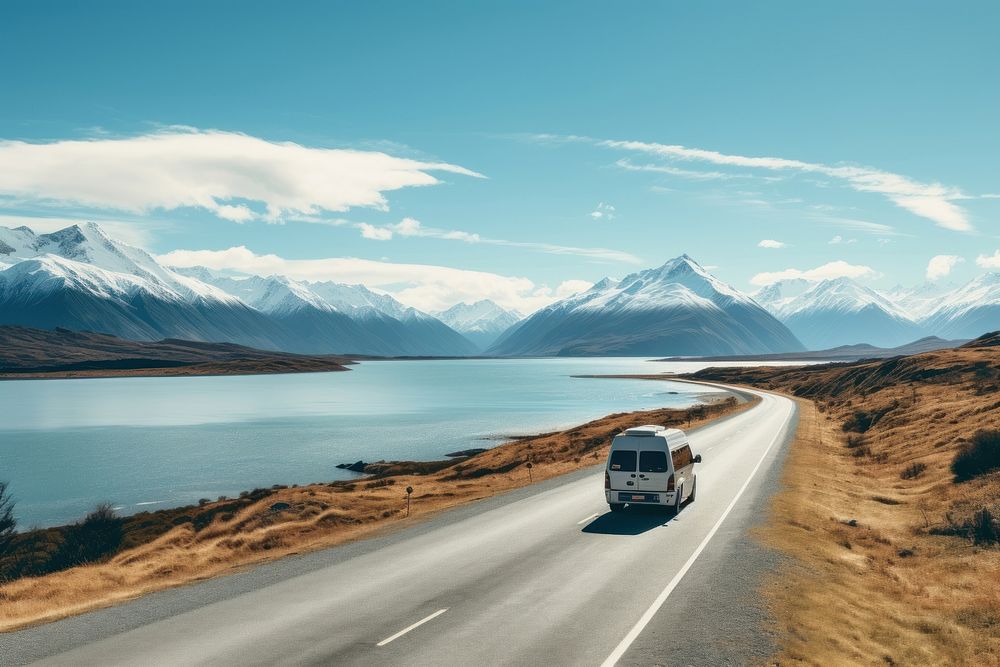 Road trip in New Zealand vehicle sky infrastructure.