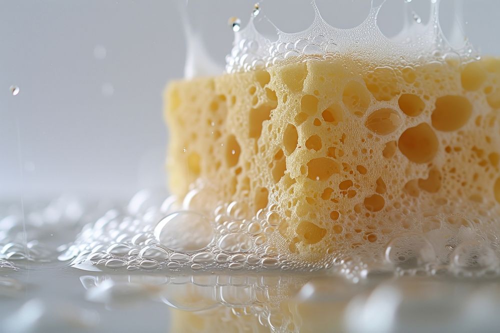 Soapy sponge medication freshness honeycomb.