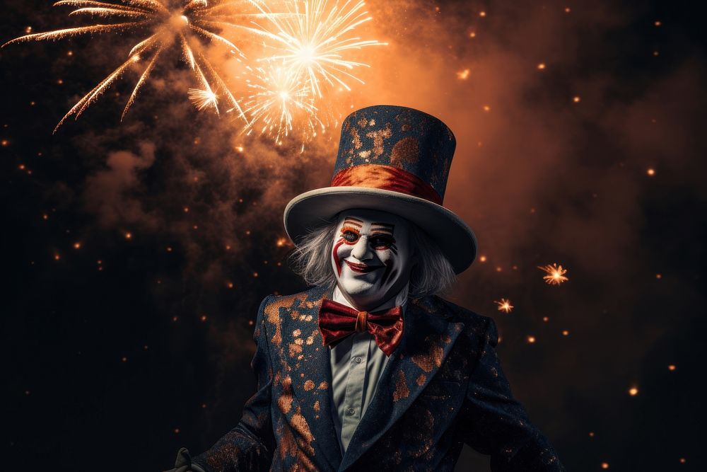 Clown with firework fireworks outdoors adult.