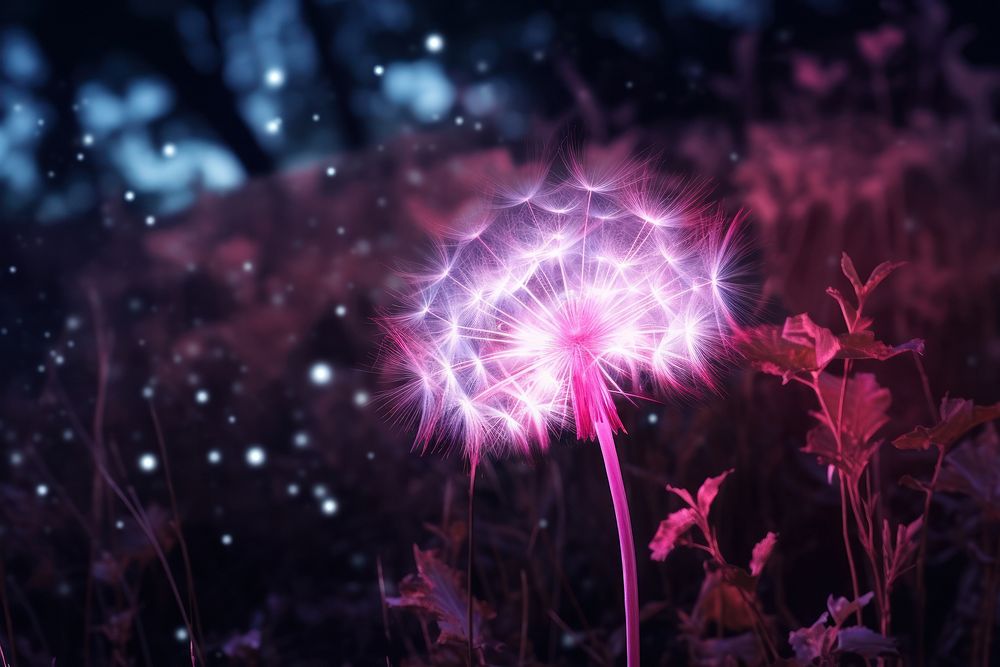 Dandelion pink neon outdoors nature | Premium Photo - rawpixel