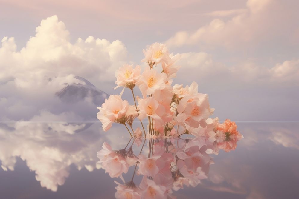 Photography of flowers cloud outdoors blossom.
