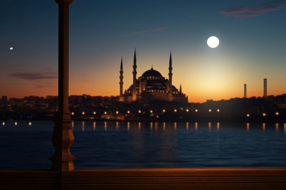 Istanbul lamp night moon architecture.