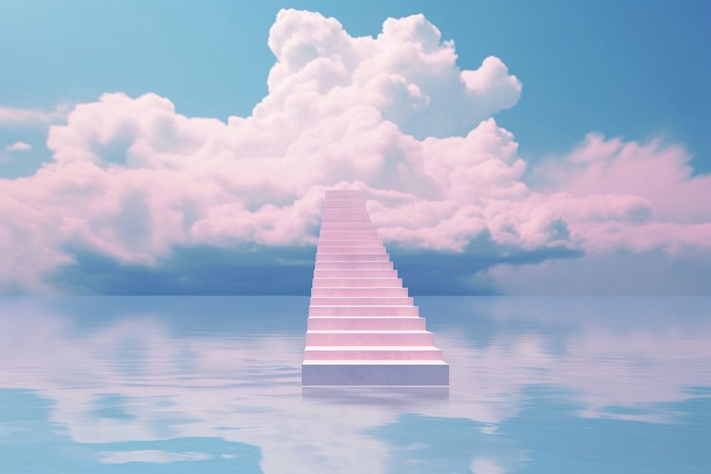 Photography of stairs cloud landscape outdoors.