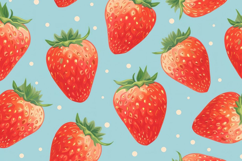 Seamless pattern with strawberry fruit plant food.