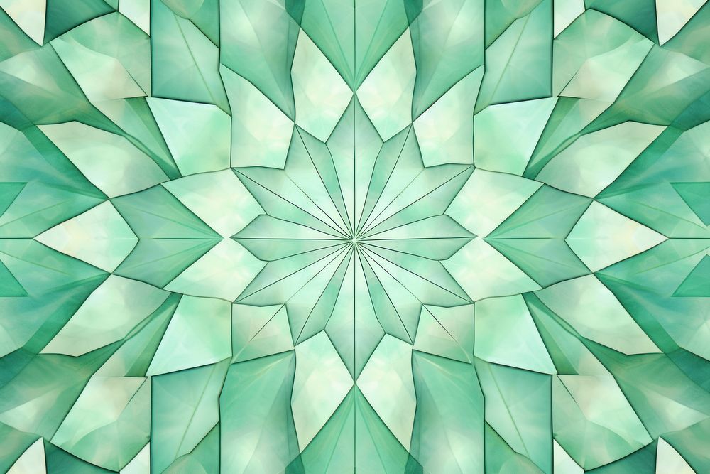 Simple pastel green kaleidoscope background backgrounds pattern leaf.