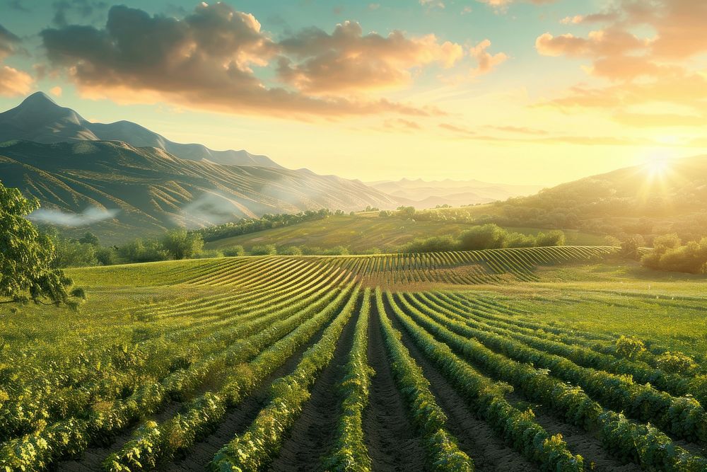 Smart agriculture in large landscape outdoors vineyard nature.