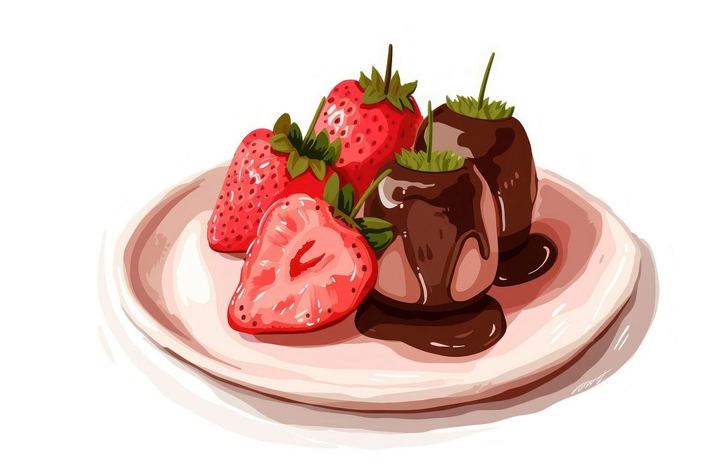 Strawberry dessert vector strawberry fruit plate.