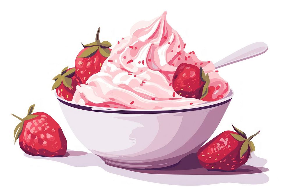Strawberry dessert vector strawberry cream fruit.