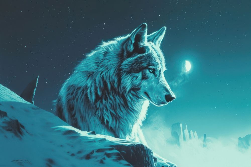Wolf on space animal mammal nature.