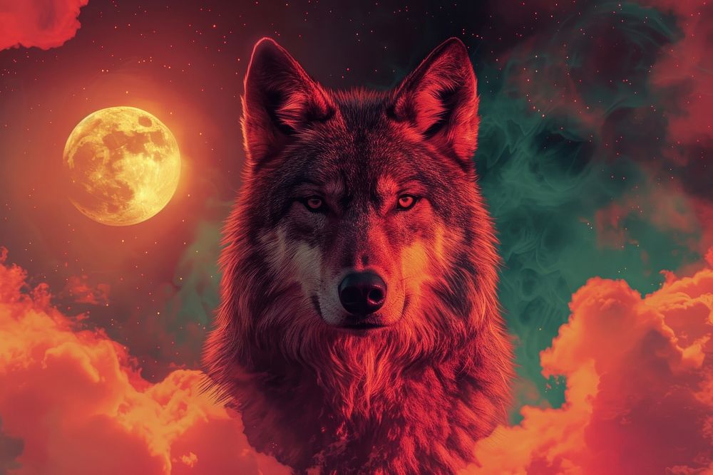 Wolf on space astronomy outdoors mammal.