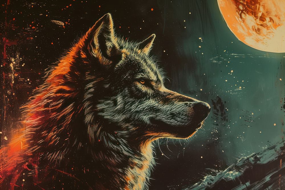 Wolf on space animal mammal pet.