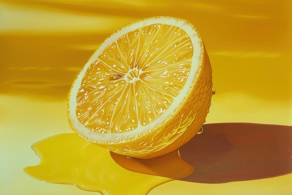 Painting Lemon lemon fruit plant.