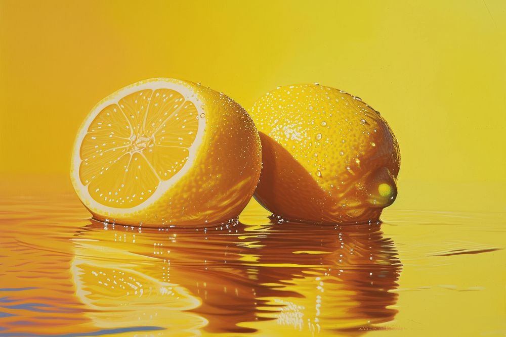 Painting Lemon fruit lemon plant.