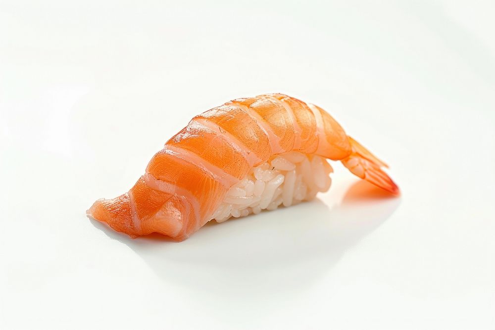 1 bite Nigiri sushi with salmon seafood animal dish.