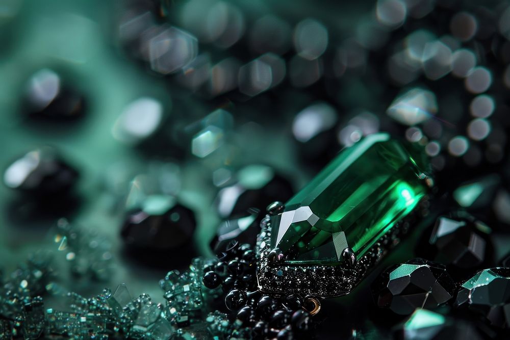 Gemstone jewelry emerald black.