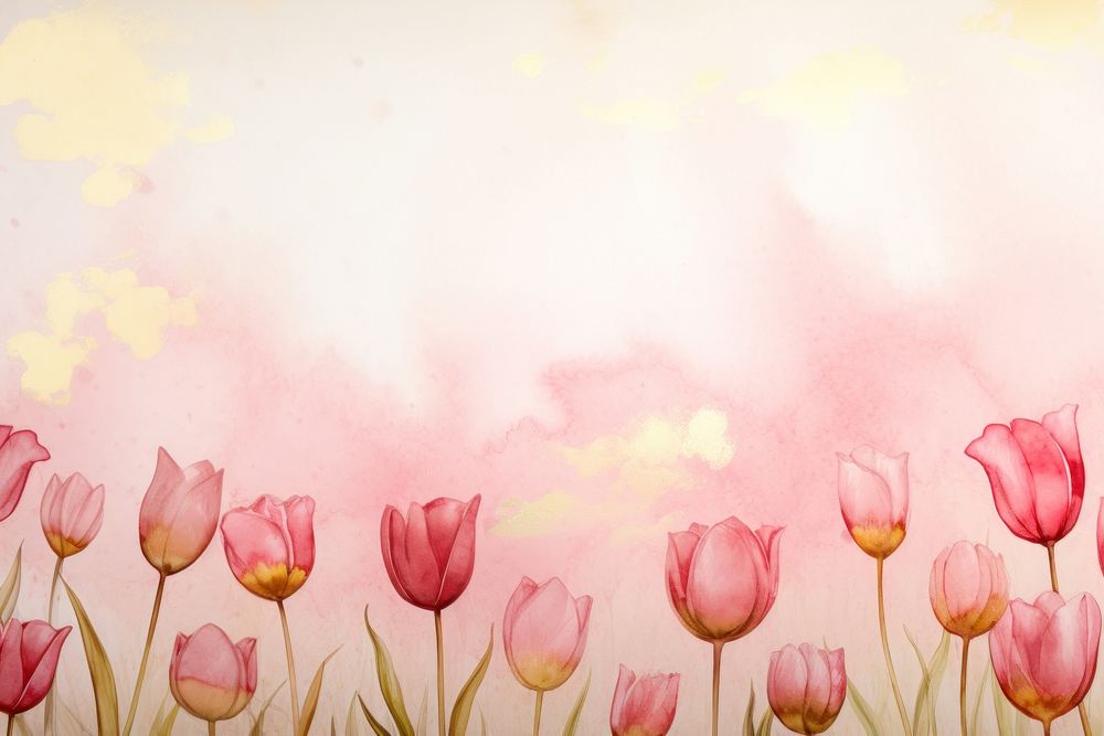 Tulip watercolor background backgrounds outdoors painting.
