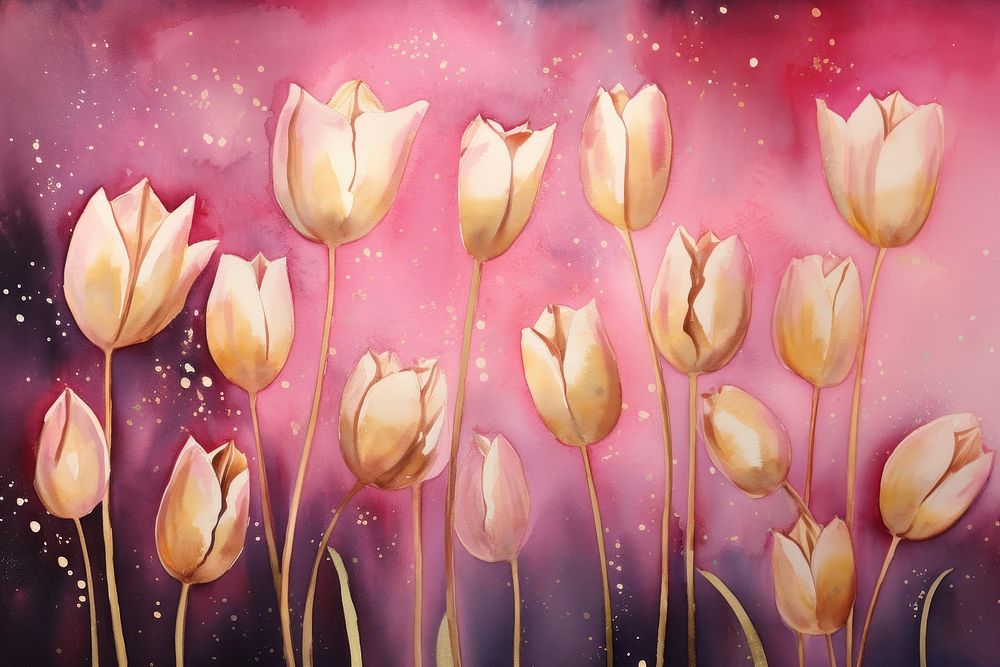 Tulips watercolor background painting tulip backgrounds.