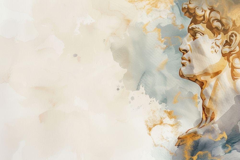 David Sculpture watercolor minimal background painting backgrounds gold.